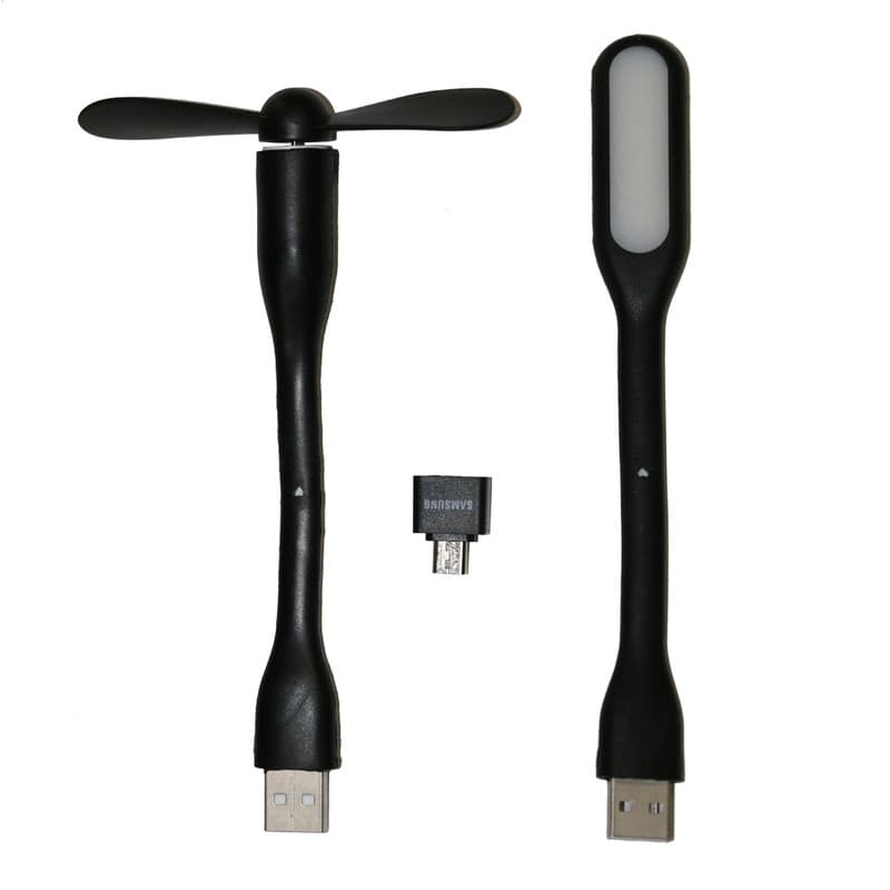 پنکه همراه مدل Mb-68 به همراه چراغ ال ای دی و مبدل OTG microUSB — تصویر ۲