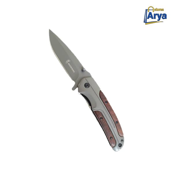 چاقوی نیمه اتومات برونینگ دسته چوبی فلزی کد 2