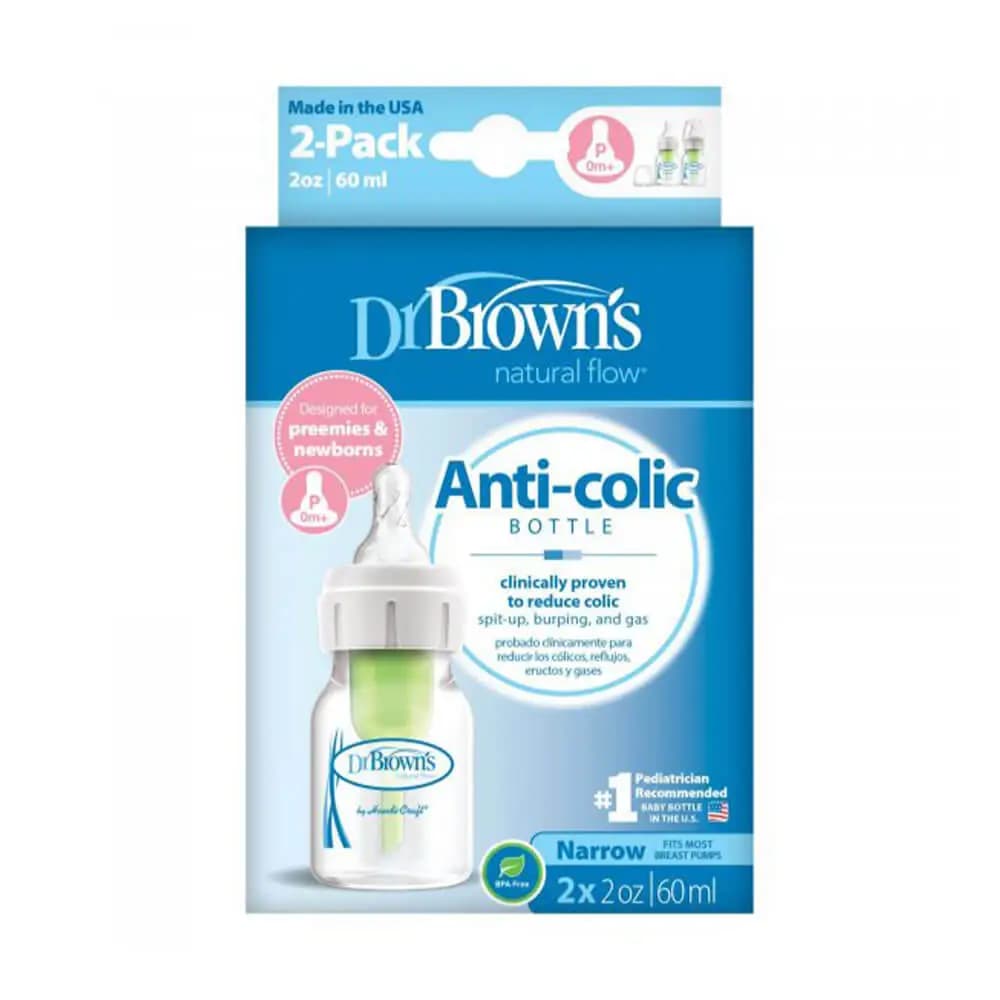 شیشه شیر طلقی 2 عددی 60 میل باریک آپشن پلاس دکتر براون Dr Browns — تصویر ۳
