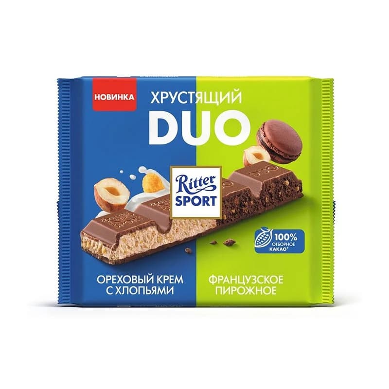 شکلات تخته‌ای کرانچی DUO ریتر اسپرت ۲۱۸ گرمی — تصویر ۲