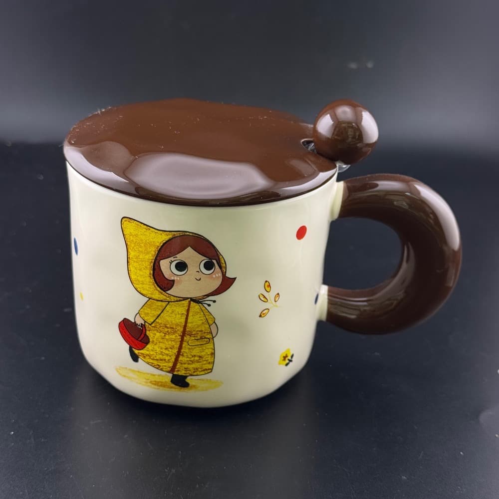 ماگ درب‌دار با قاشق طرح قارچ
