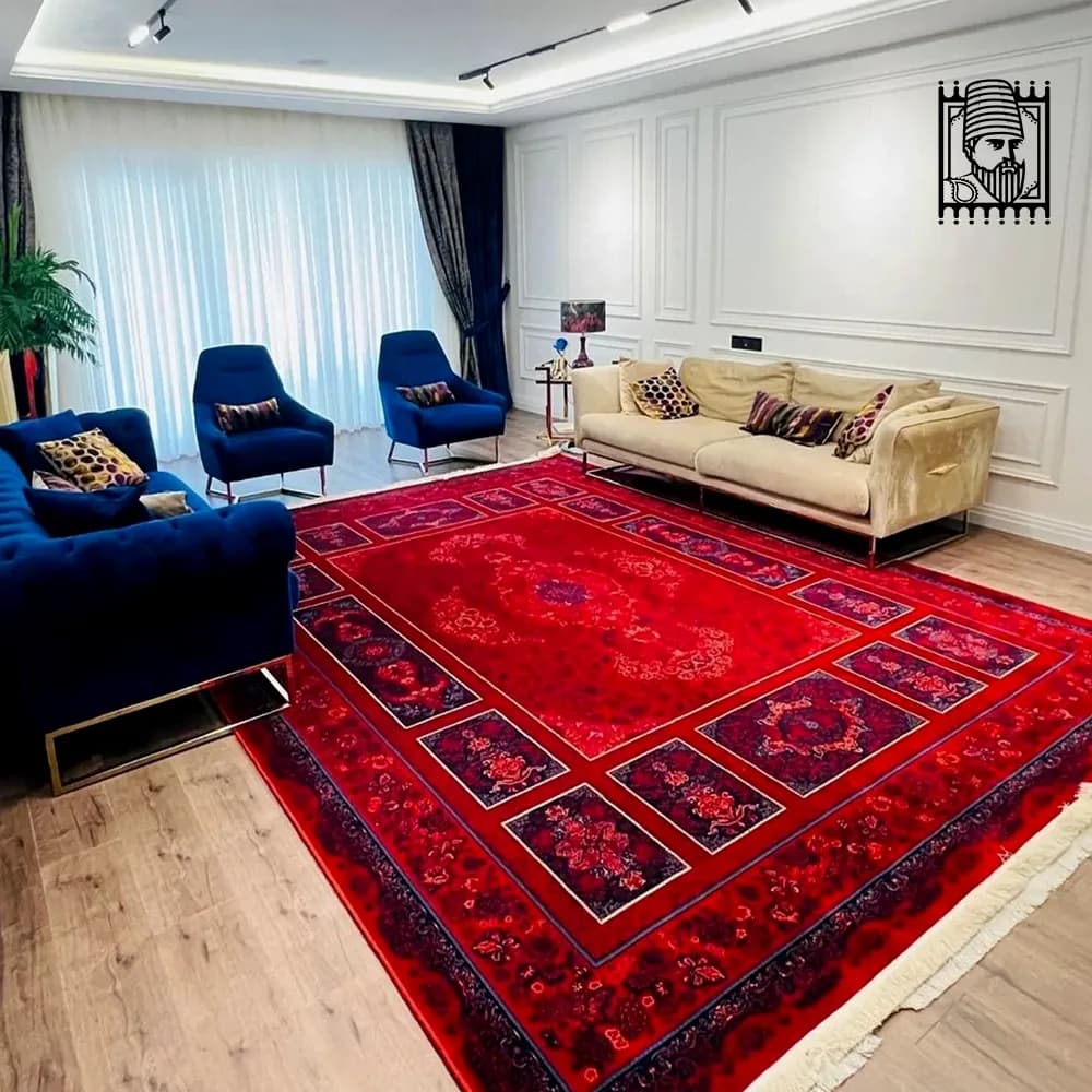 فرش طرح کتیبه قرمز کلکسیون آوانگارد 1200 شانه