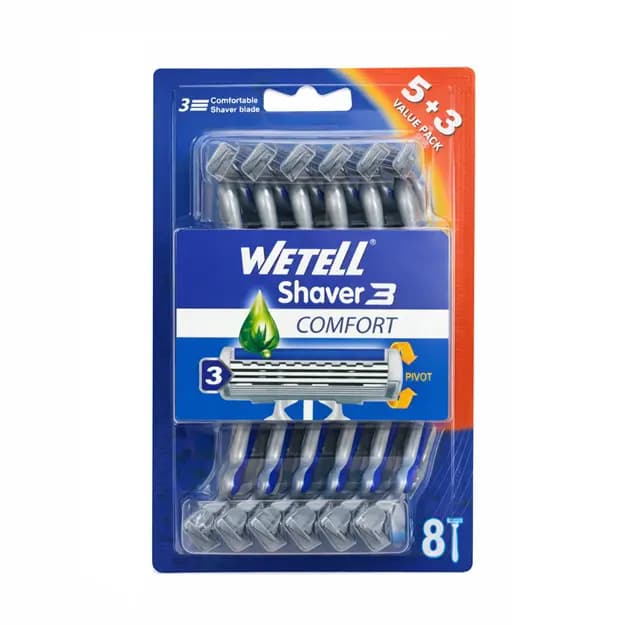 خودتراش 3 لبه ویتل Wetell وکیوم مدل Comfort بسته 8 عددی