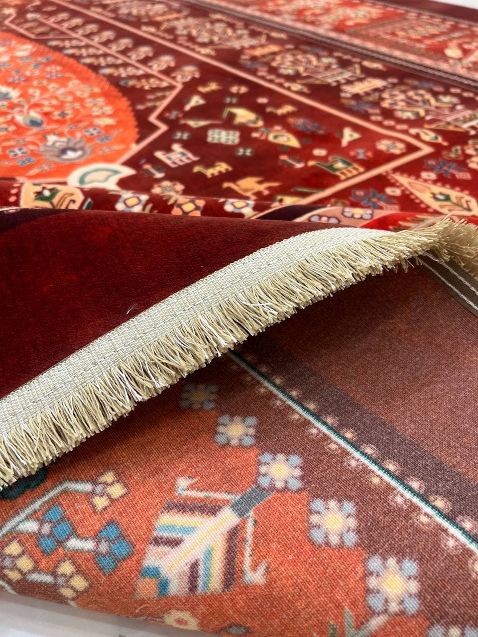 فرش سنتی طرح 25CS0220 عنابی 1000 شانه — تصویر ۷