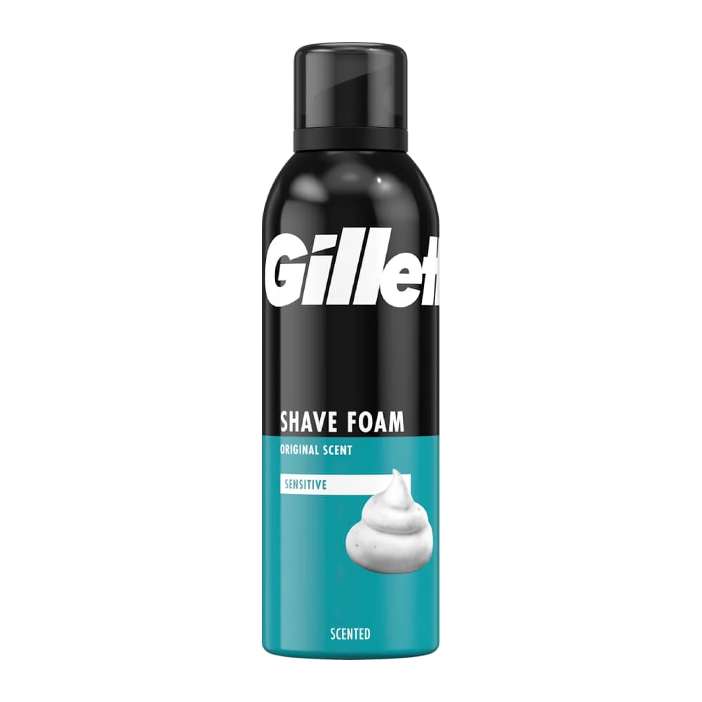 فوم اصلاح ژیلت Gillette ضد حساسیت مدل Original Scent Sensitive حجم 200 میل — تصویر ۲