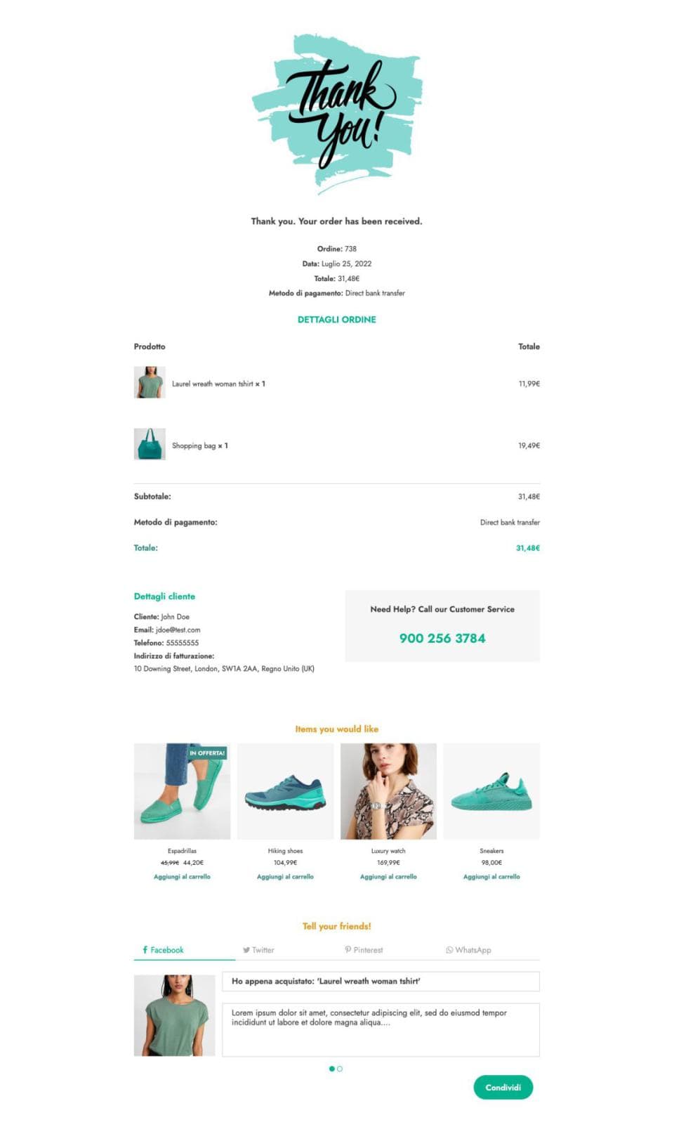 افزونه YITH WooCommerce Custom Thank You Page ساخت و ویرایش صفحه تشکر خرید ووکامرس 3.7.0 — تصویر ۵