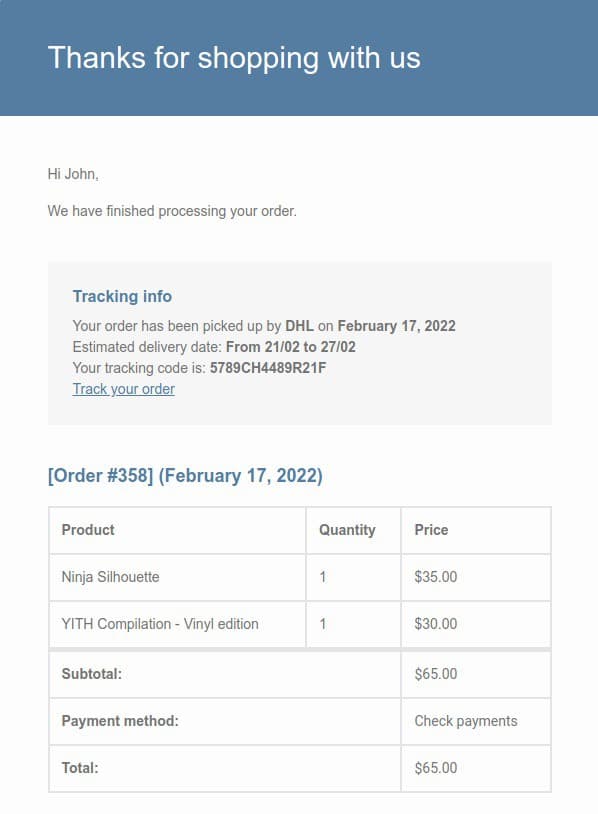 افزونه YITH WooCommerce Order & Shipment Tracking Premium رهگیری سفارشات ووکامرس 2.23.0 — تصویر ۴