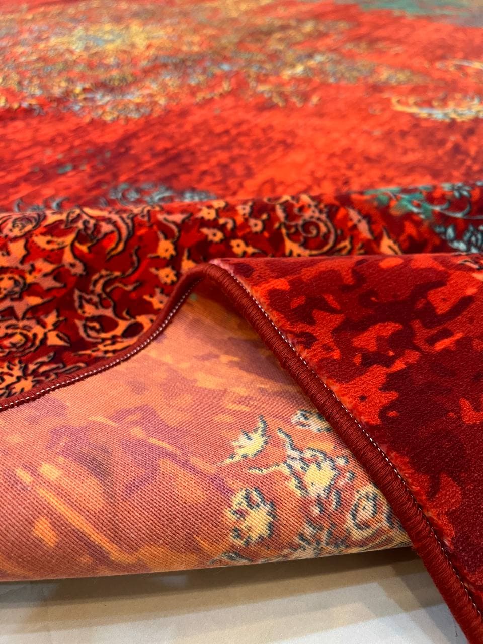 فرش طرح دستباف بهراد کد 809012 قرمز سبز 1200 شانه — تصویر ۶