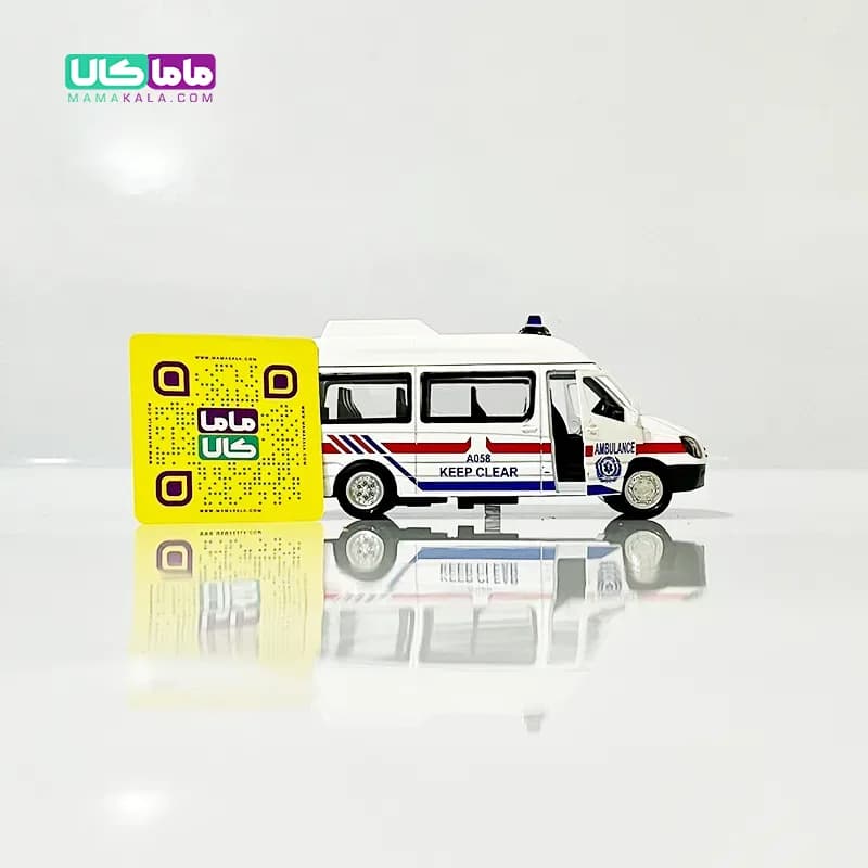 اسباب بازی ماشین آمبولانس با چراغ آژیر 12 سانتیمتر (کد 105) — تصویر ۴