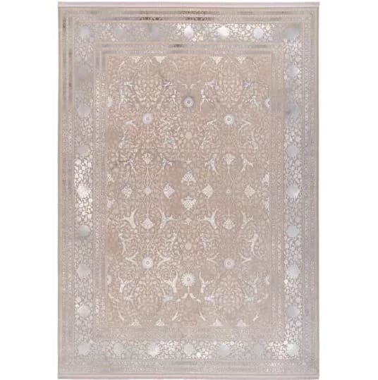 فرش طرح 10LA0260 نسکافه ای 1500 شانه گل ابریشم
