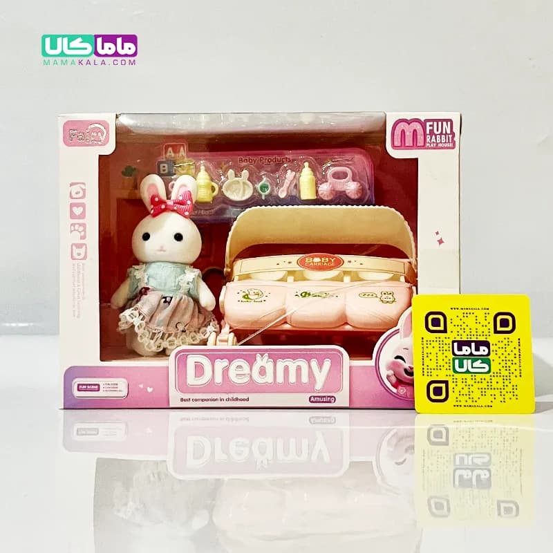 اسباب بازی ست خرگوش با وسایل و کالسکه نوزاد برند Dreamy — تصویر ۲