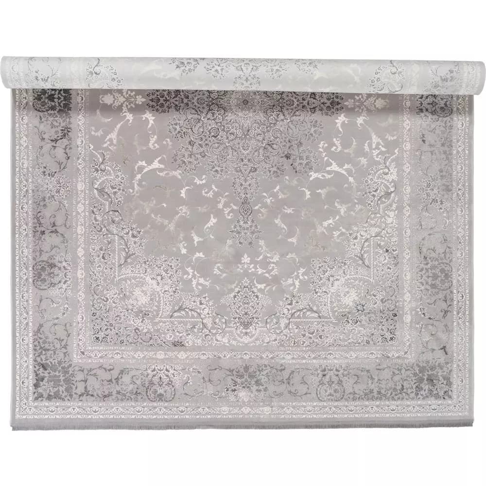 فرش طرح 10LA0290 نقره ای 1500 شانه گل ابریشم — تصویر ۲