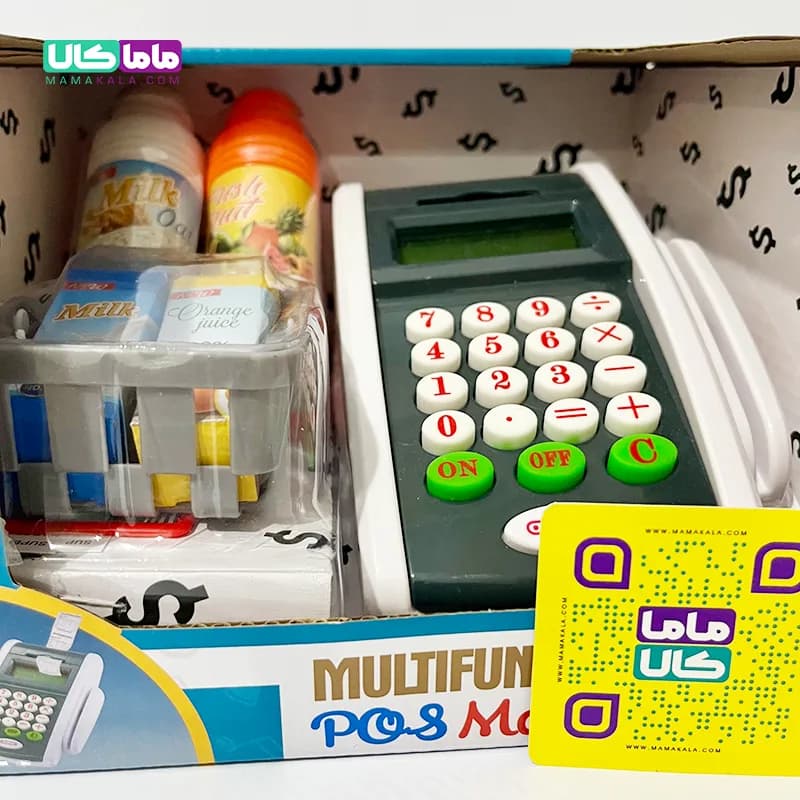 اسباب بازی دستگاه کارت خوان همراه با لوازم خرید POS MACHINE — تصویر ۷
