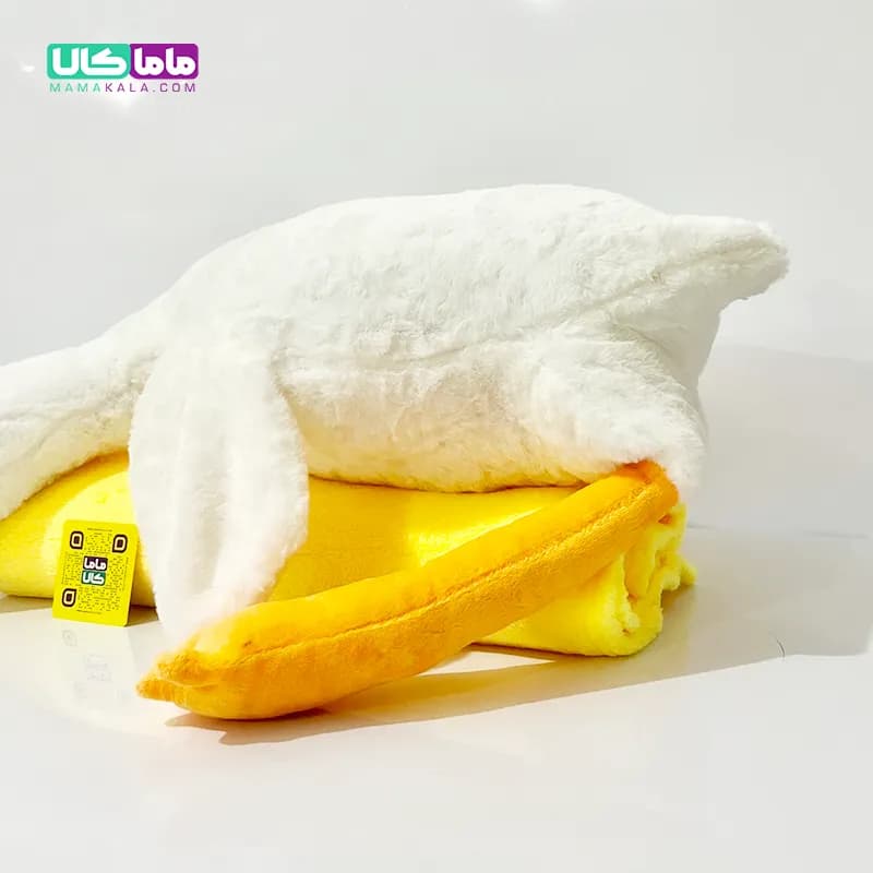 عروسک غاز پتودار بالشتی با پتوی زرد 80 سانتیمتر — تصویر ۳