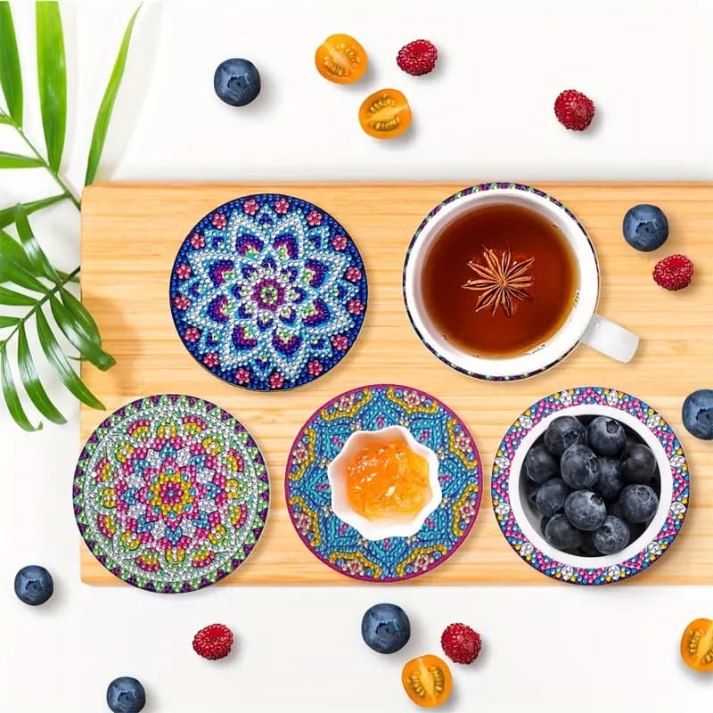 کیت نقاشی الماسی بزرگسال خام زیر لیوانی رنگ آمیزی با الماس (گل ماندالا) — تصویر ۳