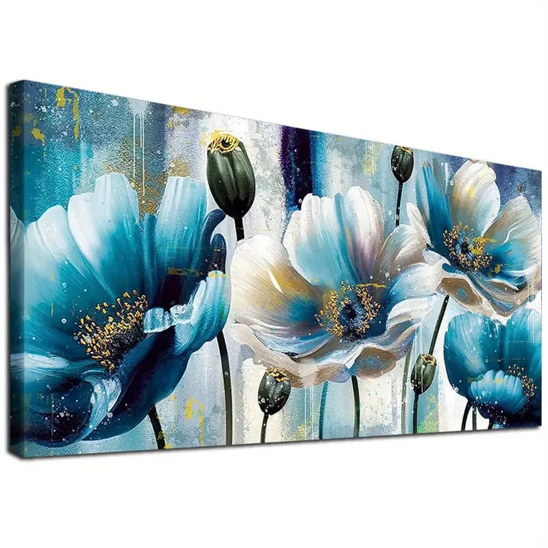 کیت نقاشی الماسی بزرگسال گل های آبی و سفید