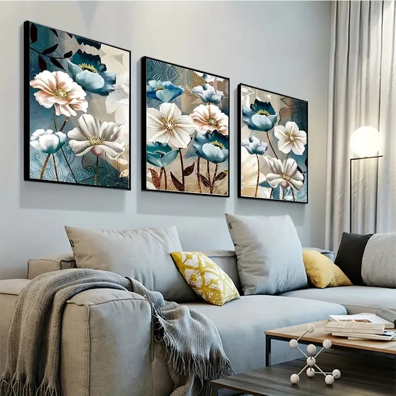 کیت نقاشی الماسی بزرگسال گل سفید سه تیکه