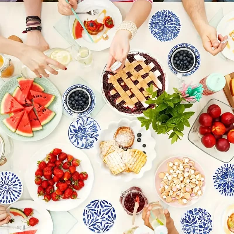 کیت نقاشی الماسی خام زیر لیوانی رنگ آمیزی با الماس (سبک گرد آبی و سفید) — تصویر ۳