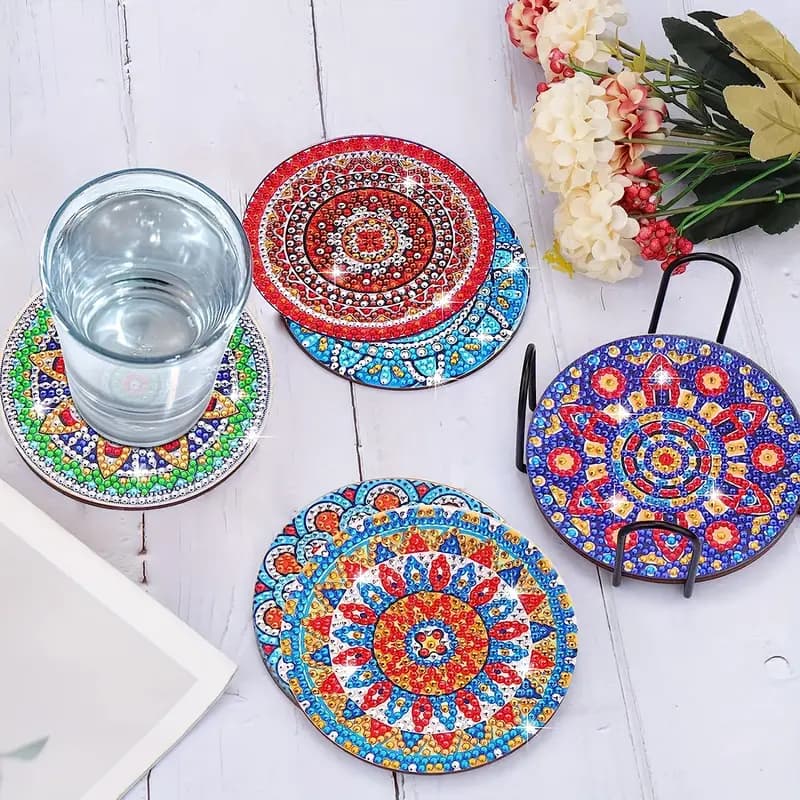 کیت نقاشی الماسی بزرگسال خام زیر لیوانی رنگ آمیزی با الماس — تصویر ۴