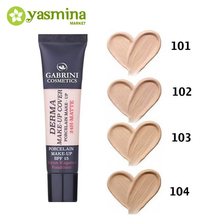 کرم پودر مات گابرینی سری Derma شماره 102 رنگ متوسط 40 میلی لیتر — تصویر ۲