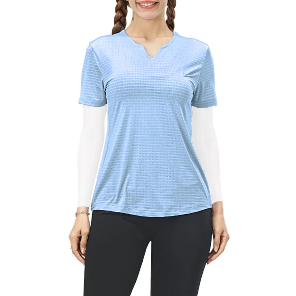 تیشرت ورزشی زنانه مدل یقه دلبری کد 10955 — تصویر ۸