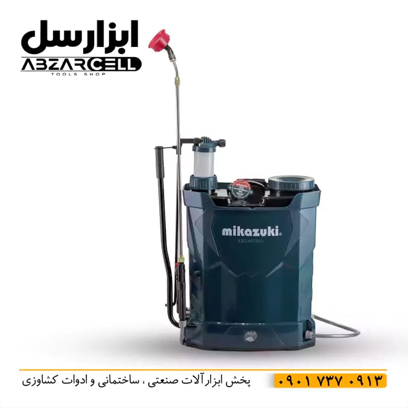 سمپاش 3 کاره شارژی، دستی، برقی میکازوکی استاندارد ژاپن 20 لیتری کوله ای مواد درجه یک باتری سال جدید به همراه لنس تلسکوپی کیفیت بالا مدل mikazoki-3way — تصویر ۲