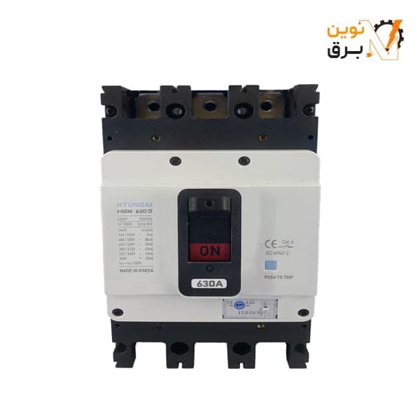 کليد اتوماتیک قابل تنظیم سه پل 630 آمپر هیوندای الکتریک 45KA مدل HGM630E-F — تصویر ۳
