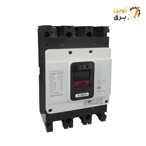 کليد اتوماتیک قابل تنظیم سه پل 630 آمپر هیوندای الکتریک 45KA مدل HGM630E-F
