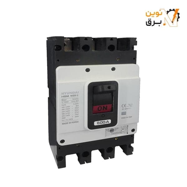 کليد اتوماتیک قابل تنظیم سه پل 800 آمپر هیوندای الکتریک 65KA مدل HGM800S-F