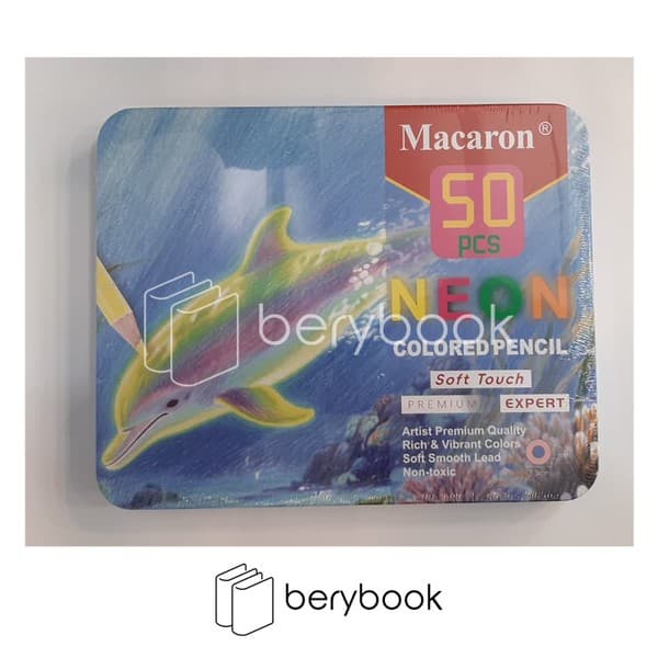 macaron / ماکارون / مداد رنگی آرتیست / 50 رنگ / نئون / جعبه فلزی
