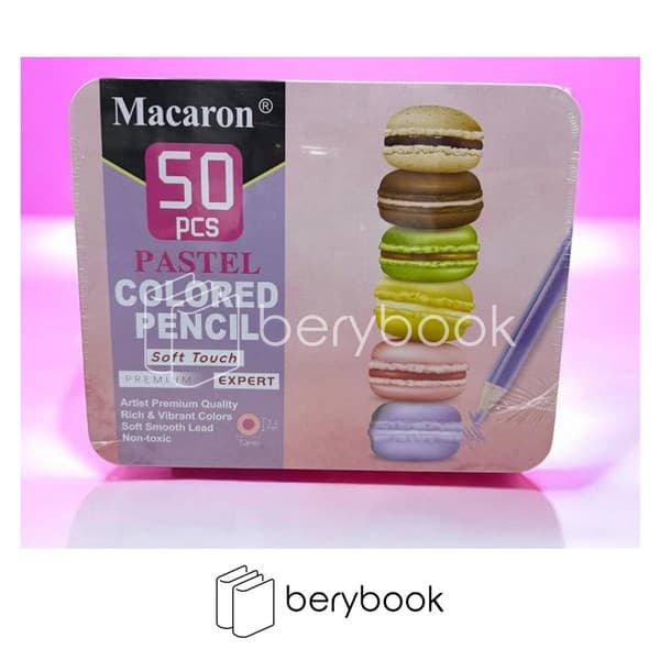 macaron / ماکارون / مداد رنگی آرتیست / 50 رنگ / پاستلی / جعبه فلزی