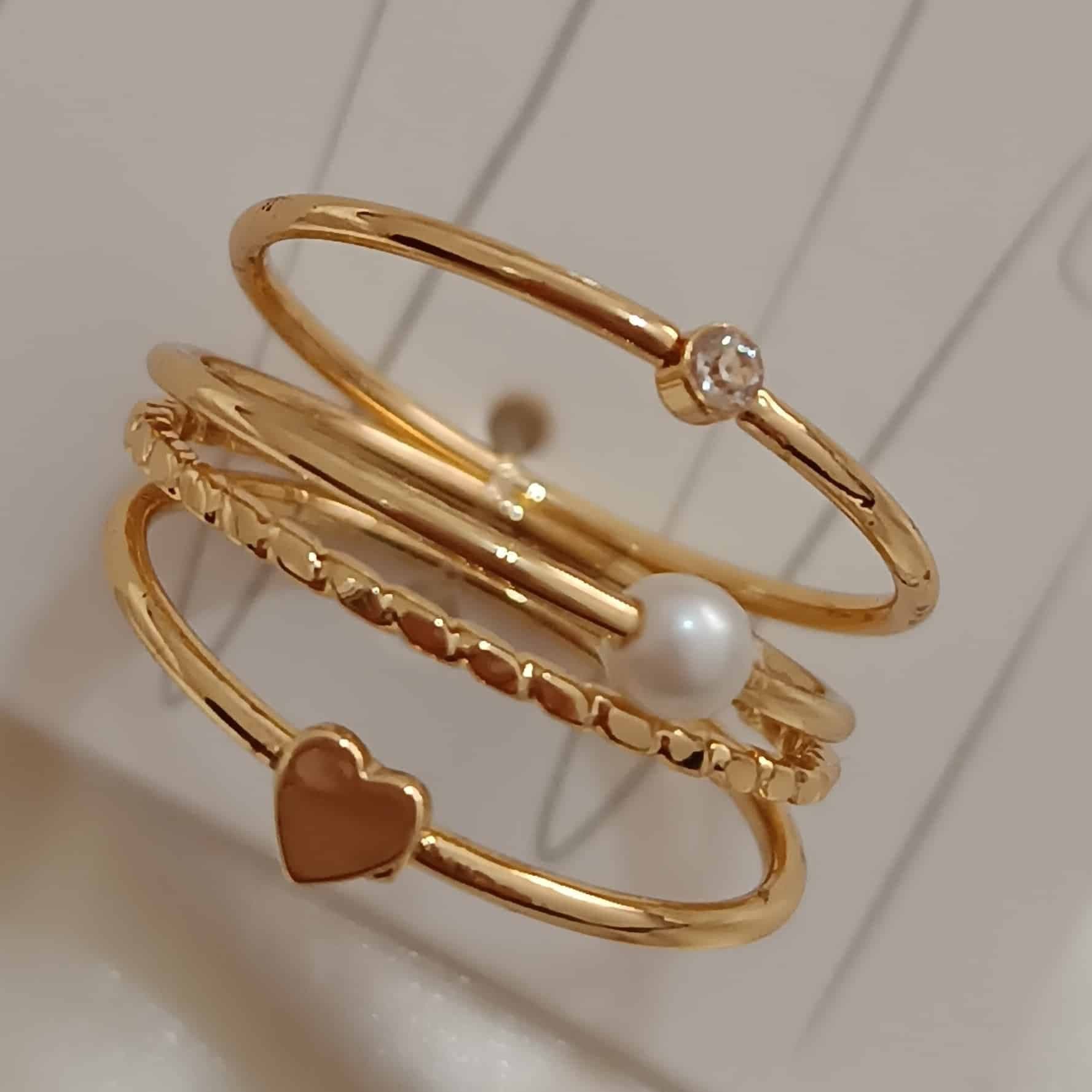 حلقه انگشتر آبکاری طلا (Gold Plated) نگین زیرکنیا ظریف پک 4 تایی برند آی ام تحت لیسانس آلمان 093392 I AM — تصویر ۵