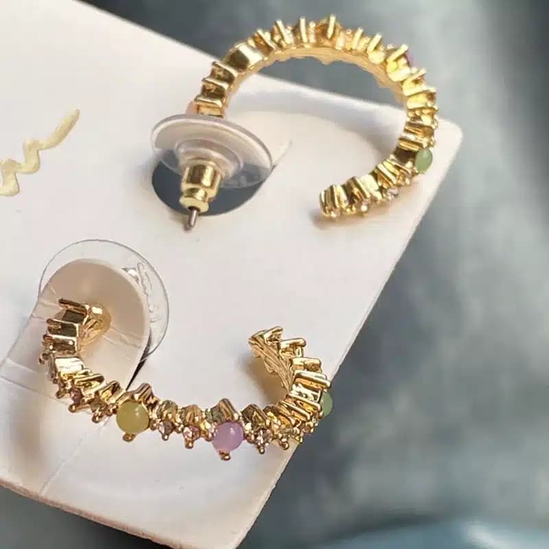 گوشواره نگین مالتی کالر روکش طلایی (Gold Plated) برند آی ام تحت لیسانس آلمان 018580 I AM — تصویر ۳