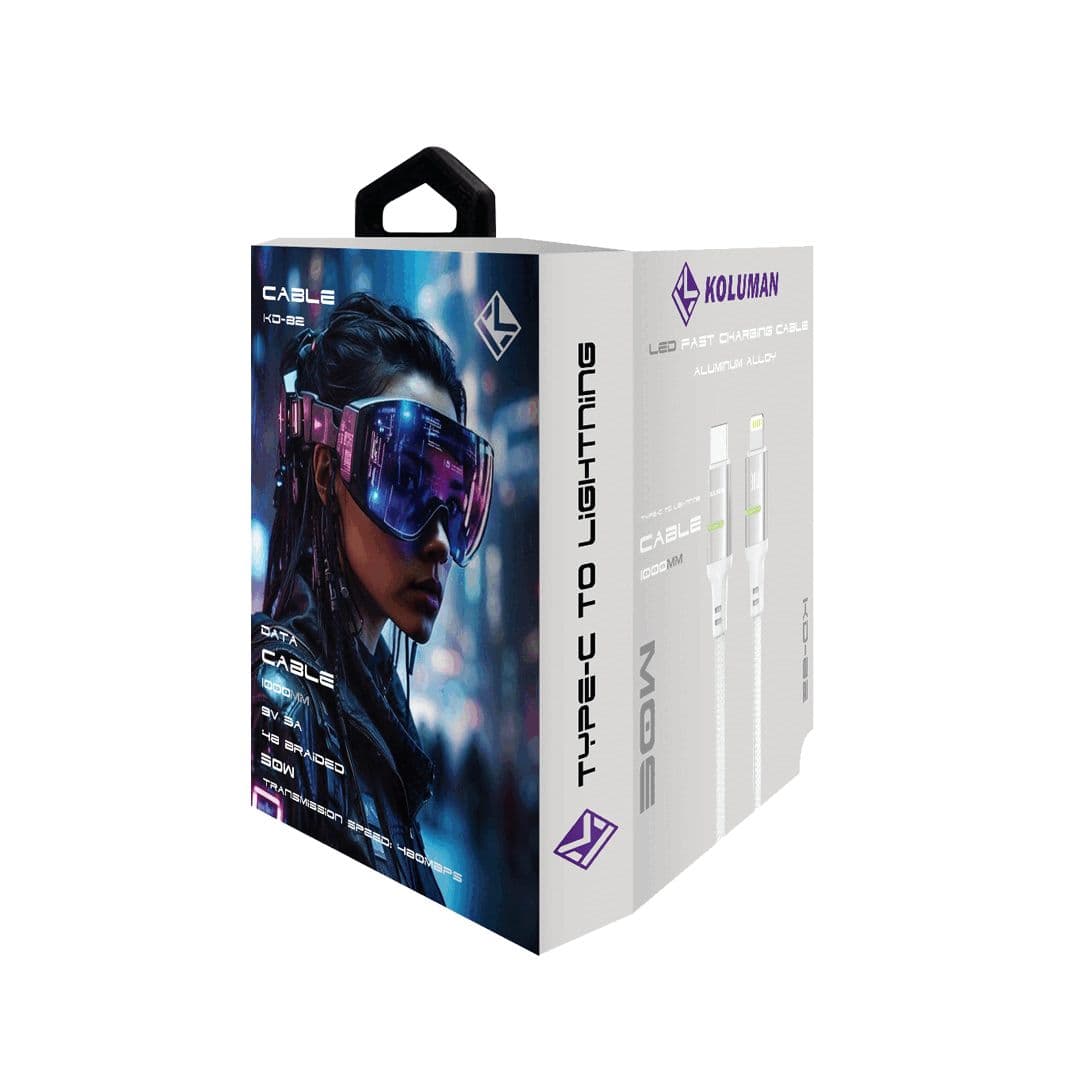 کابل شارژر 30 وات مدل KD 82 تایپ سی به آیفون — تصویر ۳