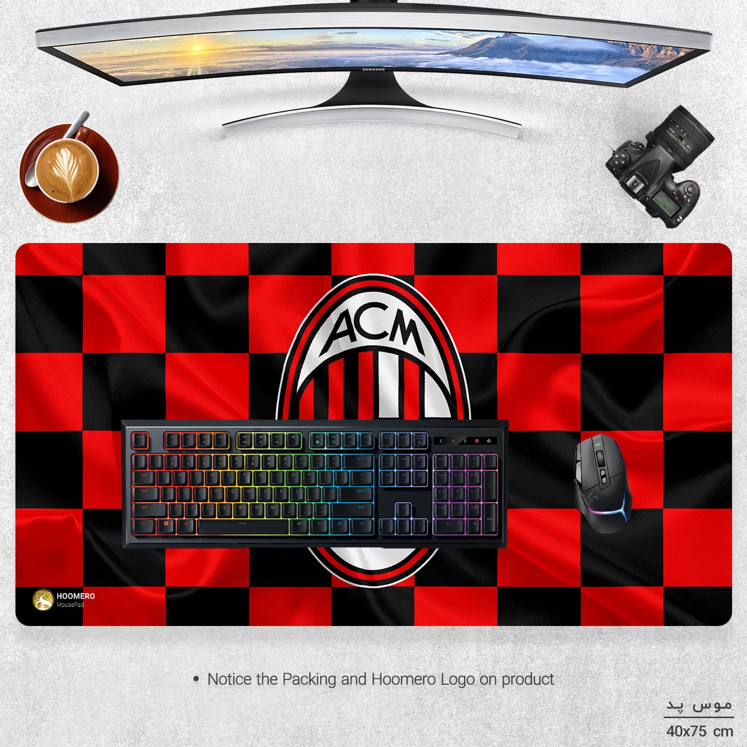 دسک پد هومرو مدل MX550 طرح آ ث میلان سایز 40×75 سانتیمتر — تصویر ۳