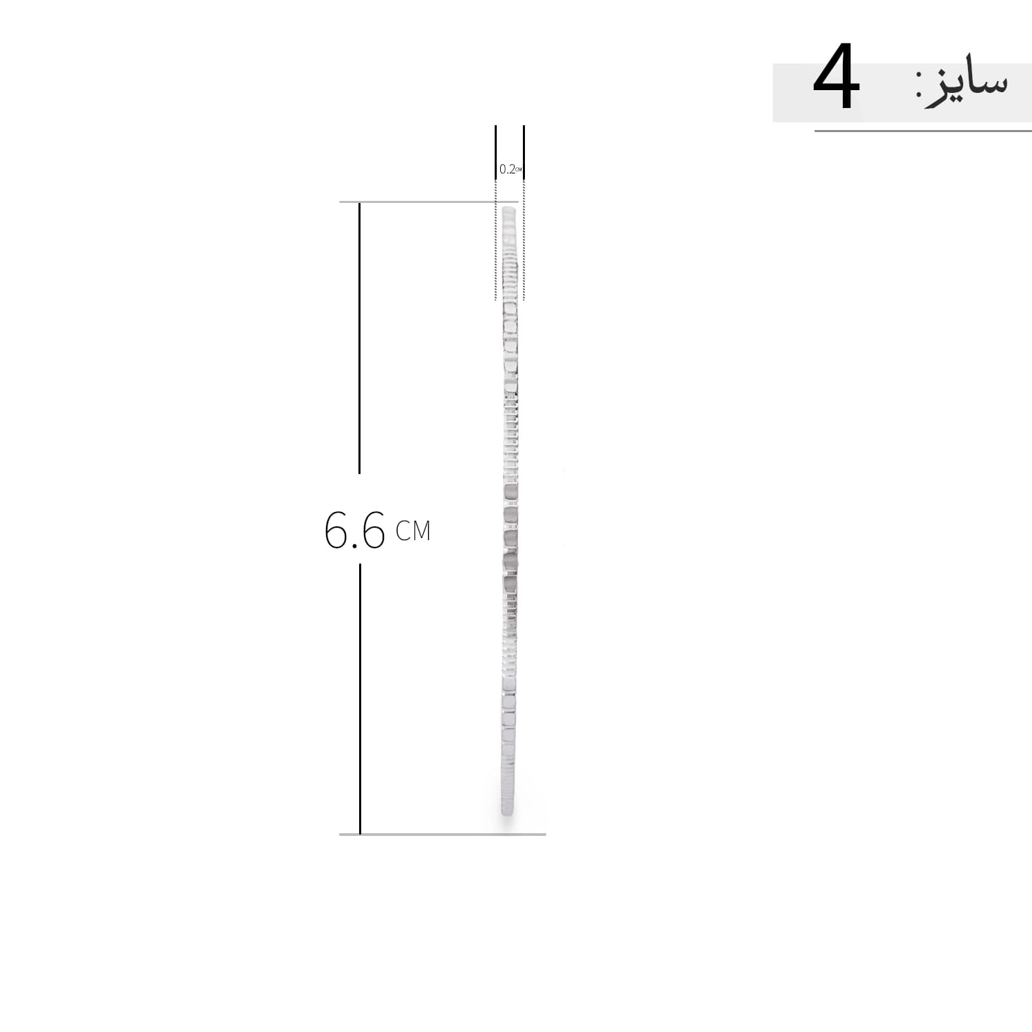 النگو نقره زنانه طرح ریتم خطی مینیمال عیار 925 — تصویر ۷