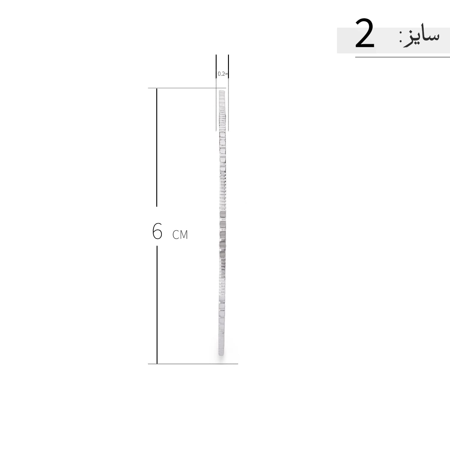 النگو نقره زنانه طرح ریتم خطی مینیمال عیار 925 — تصویر ۶