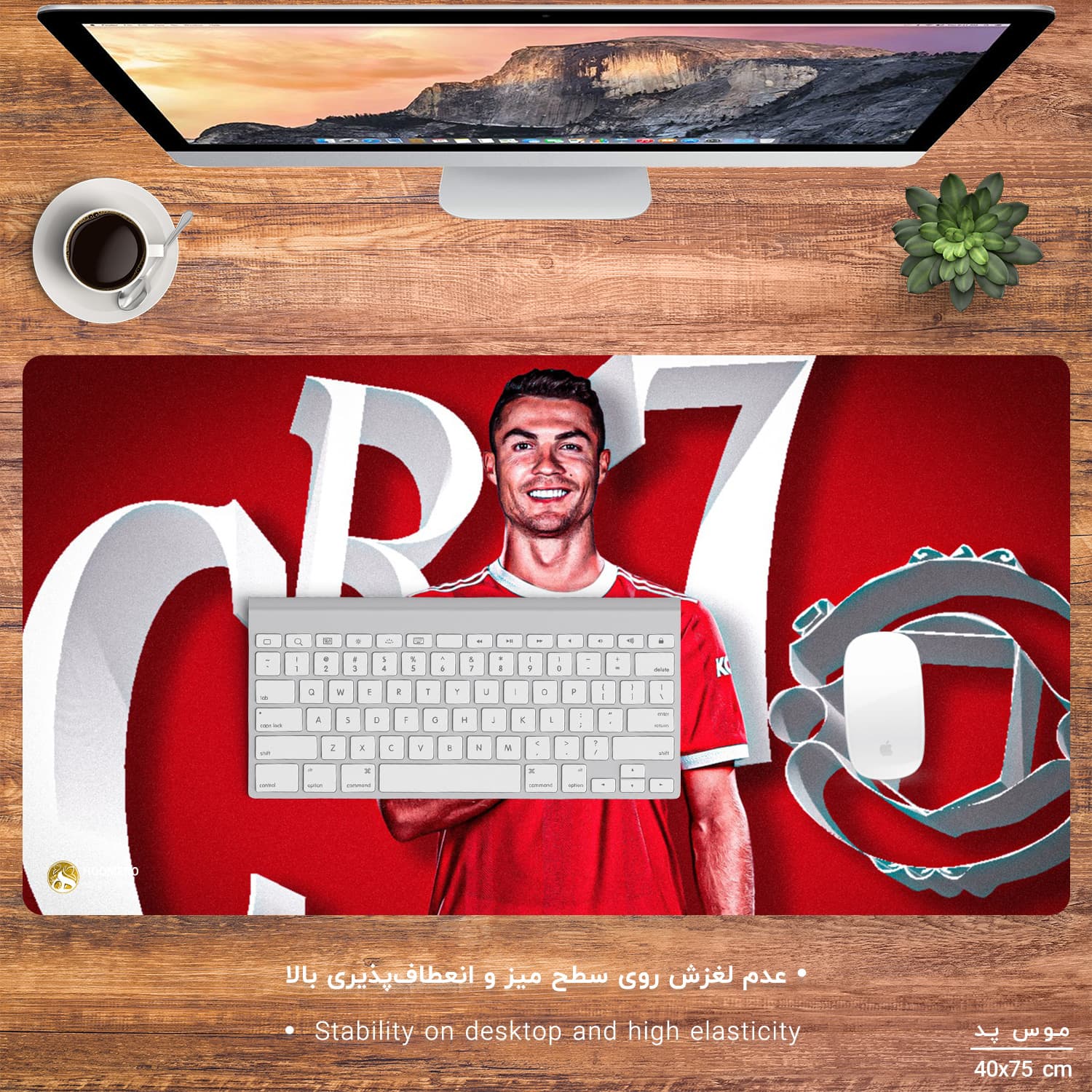 دسک پد هومرو مدل MX804 طرح منچستر یونایتد کریستیانو رونالدو سایز 40×75 سانتی‌متر — تصویر ۳