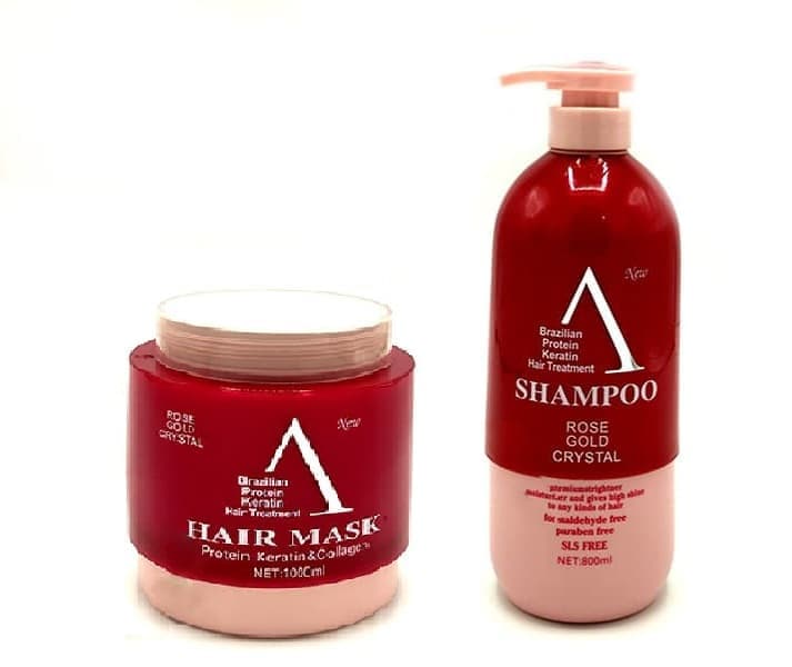 شامپو و ماسک مو رزگلد SHAMPOO MASK HAIR ROSE GOLD A CAYSTAL A