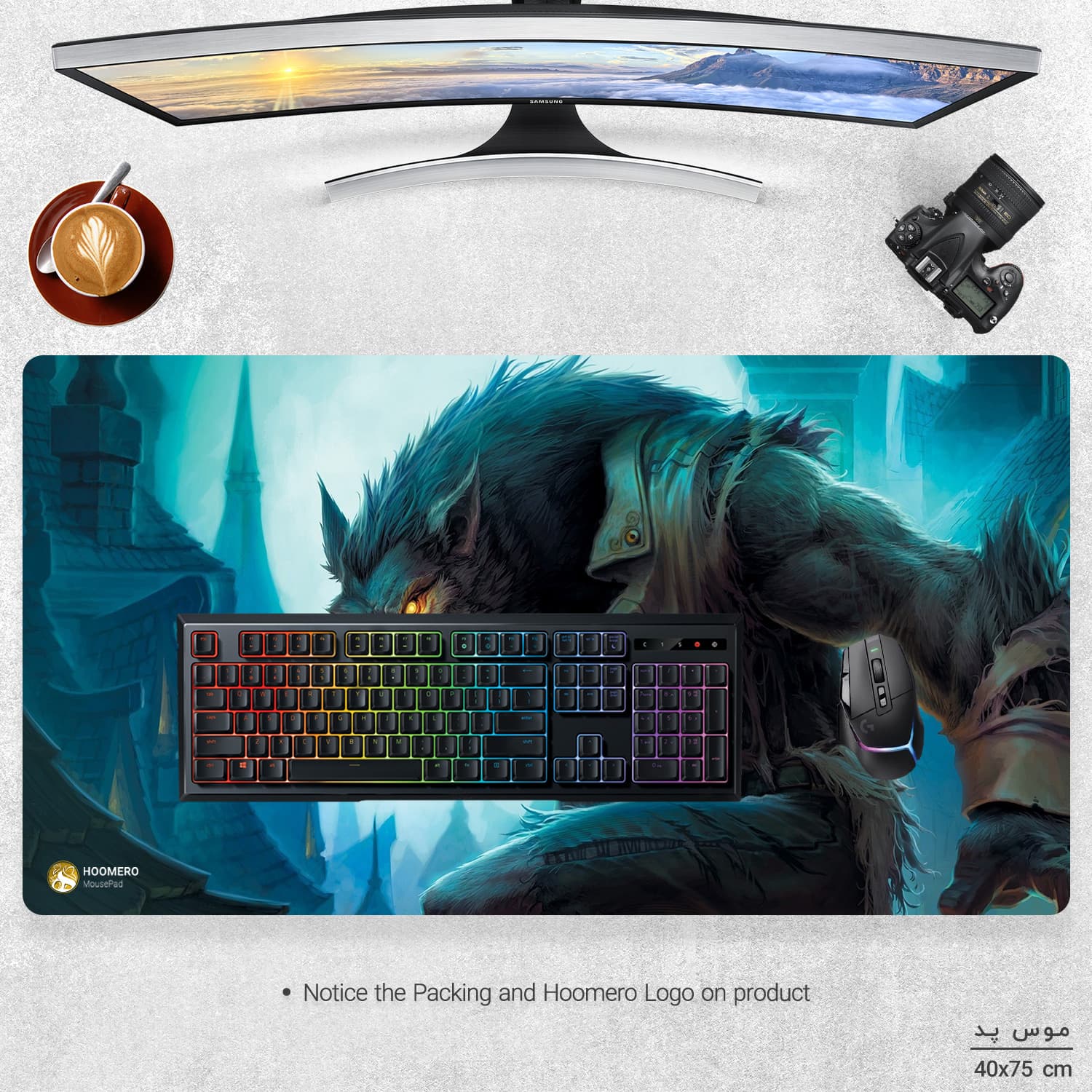 دسک پد هومرو مدل MX968 طرح بازی وارکرفت Warcraft سایز 40×75 سانتی‌متر — تصویر ۴