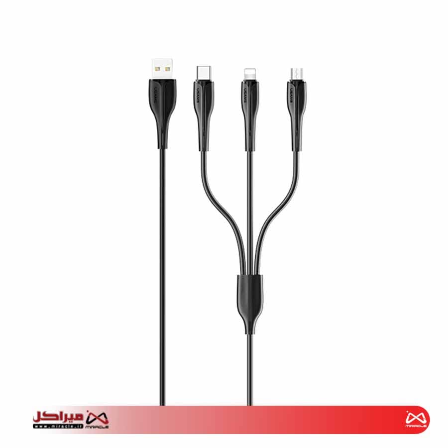 کابل تبدیل USB به microUSB /لایتنینگ /USB-C یوسمز مدل US-SJ374 U38 طول 1 متر