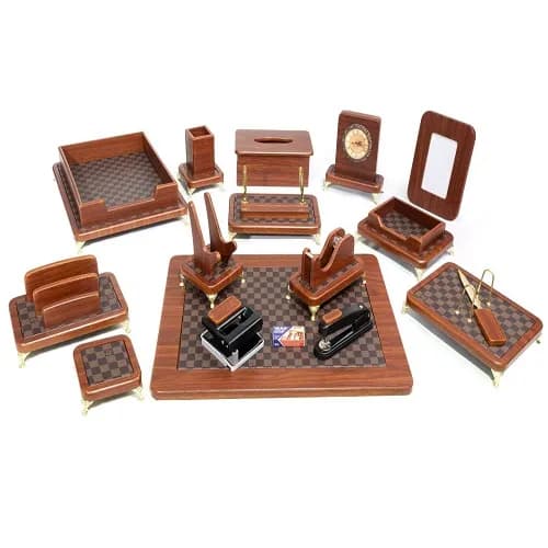 ست رومیزی مدیریتی 17 تیکه قائم کد 917P رنگ قهوه ای — تصویر ۳