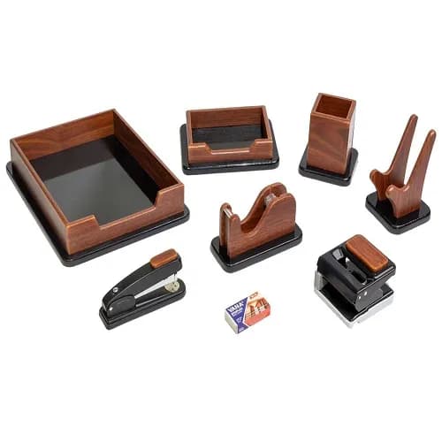 ست رومیزی مدیریتی 8 تیکه قائم کد 308A رنگ قهوه ای — تصویر ۳