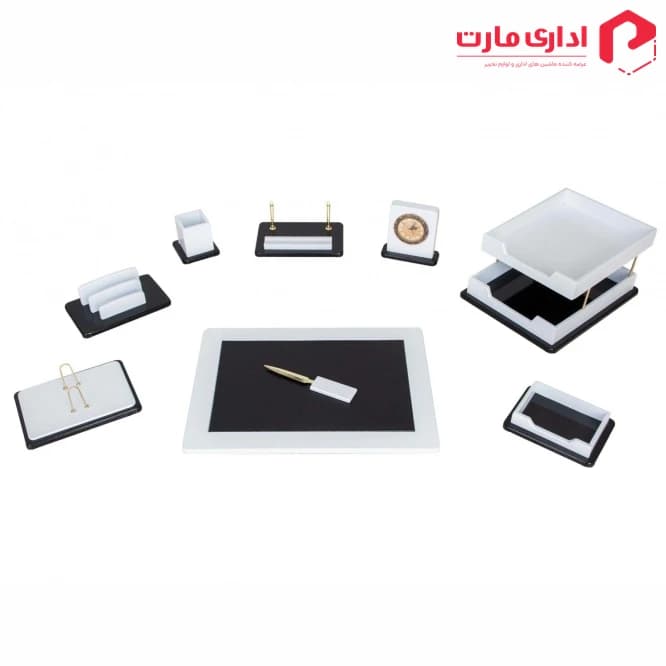ست رومیزی مدیریتی 10 تیکه قائم کد 310 رنگ سفید هایگلاس — تصویر ۲