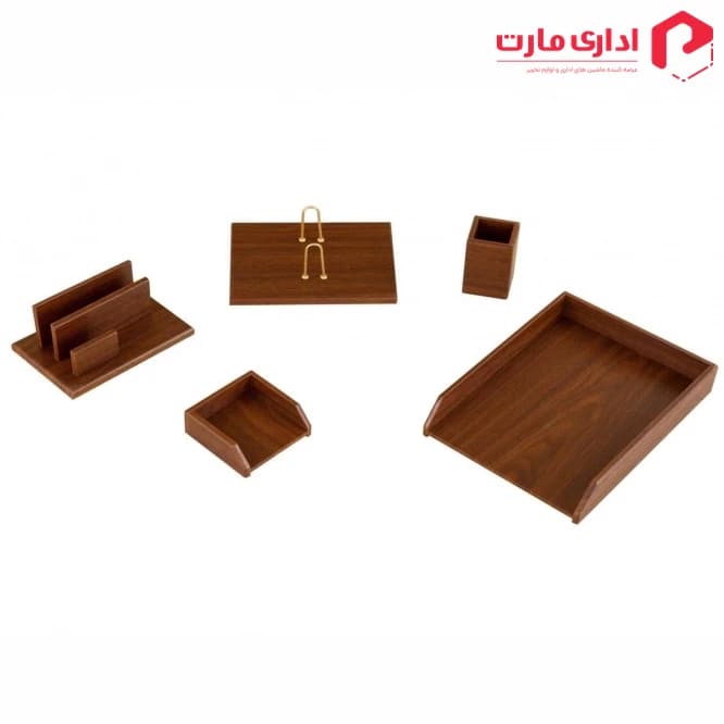 ست رومیزی مدیریتی 5 تیکه قائم کد 205 رنگ قهوه ای — تصویر ۲