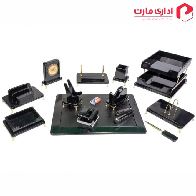 ست رومیزی مدیریتی 15 تیکه قائم کد 315P رنگ مشکی هایگلاس — تصویر ۲