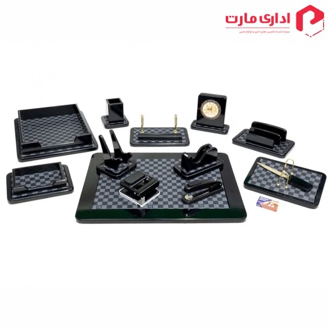 ست رومیزی مدیریتی 14 تیکه قائم کد 914 رنگ مشکی هایگلاس — تصویر ۲