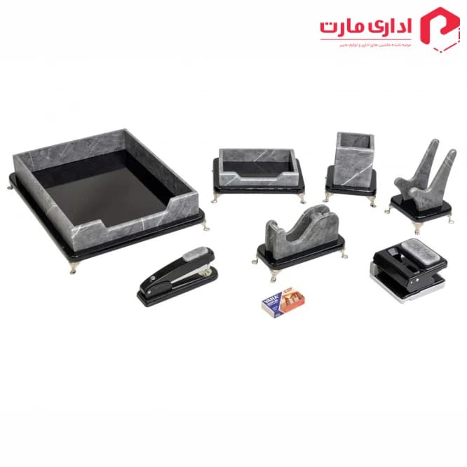 ست رومیزی مدیریتی 8 تیکه قائم کد 308AP رنگ طوسی سنگی — تصویر ۲