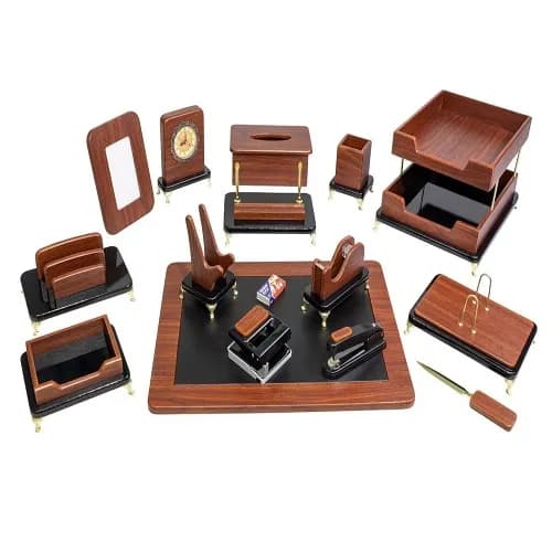 ست رومیزی مدیریتی 17 تیکه قائم کد 317P رنگ قهوه ای — تصویر ۳