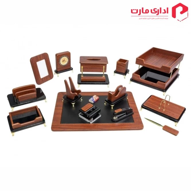 ست رومیزی مدیریتی 17 تیکه قائم کد 317P رنگ قهوه ای — تصویر ۲
